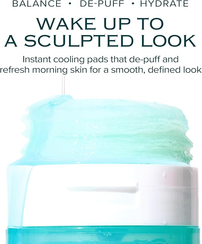 Ice Sorbet Toner Pads | Skin Prep Wipes for Puffiness, Under Eye Bags & Instant Face Lift | Gel Pads for Sunburn Relief & After Sun with 30% Glacial Water & Caffeine | Pack of 4 (240 Count)