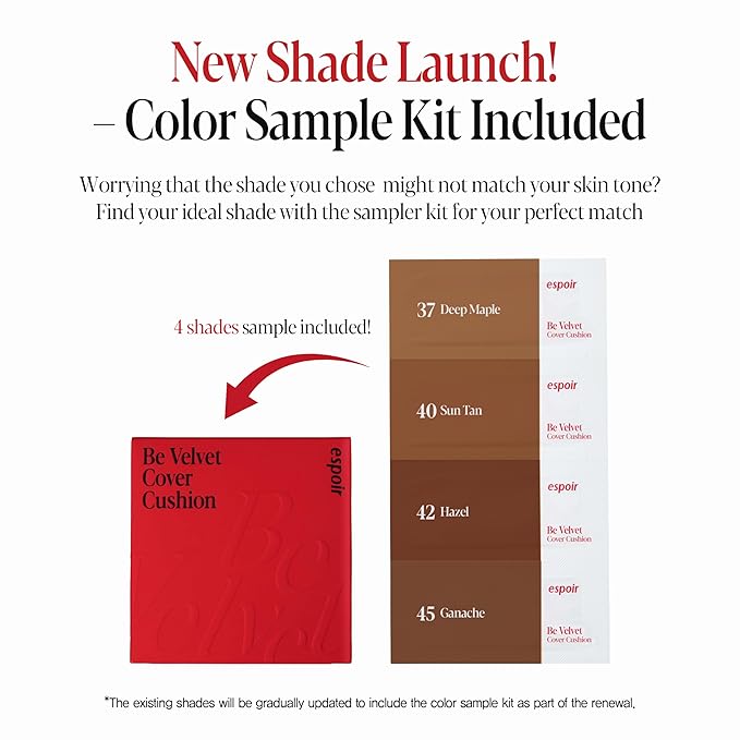 Espoir Be Velvet Cushion Foundation #45 Ganache | Quick and Easy Coverage with Long-lasting Color by Zero Oxidation, Velvety Smooth Finish & Lightweight Formula, Vegan, Korean Makeup, 0.46 oz