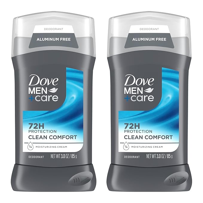 Dove Men+Care Deodorant Stick for Men Clean Comfort Pack of 2 Aluminum Free 72-Hour Odor Protection Mens Deodorant with 1/4 Moisturizing Cream 3 oz