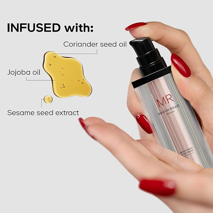 Codeage Maison Rouge Brightening Face Cream Glutathione Cream, Collagen Peptides, Vitamin E, CoQ10 – Radiance & Antioxidant Complex – Refillable – Paraben- Free – All Skin Types – 1.7 fl oz