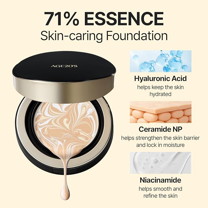 [NEW] AGE20'S Signature Essence Pact | 41N MOCHA | Vegan Korean Cushion Foundation | Pack of 1 | Cream Foundation, Dewy & Glow Finish, Natural Coverage, SPF 50+