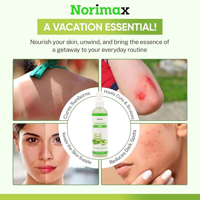 Natural Aloe Vera Gel for Hair, Scalp, Face, Dry Skin, Sunburn, & Sensitive Skin - Cold Pressed, Vegan, Unscented - Soothing Aloe Face Moisturizer (4 oz.)