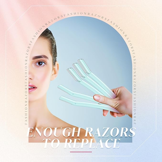 Lasnten 6Pcs Dermaplane Razor Eyebrow Facial Razor for Women Men Single Blade Multipurpose Eyebrow Trimmer Skin Hair Removal Shaver Face Razor Dermaplaning Exfoliating Tool Include Blade Cover(Blue)