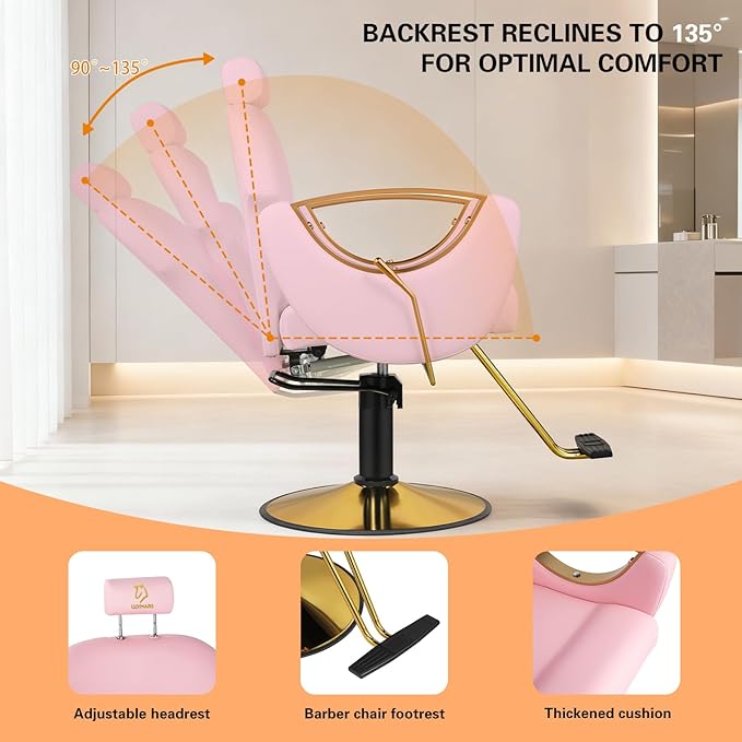 Barber Chair Salon Chair 360 Degrees Rolling Swivel Barber Chairs Hydraulic Hair Chair Capacity Up to 330 Lbs All Purpose Beauty Spa Equipment