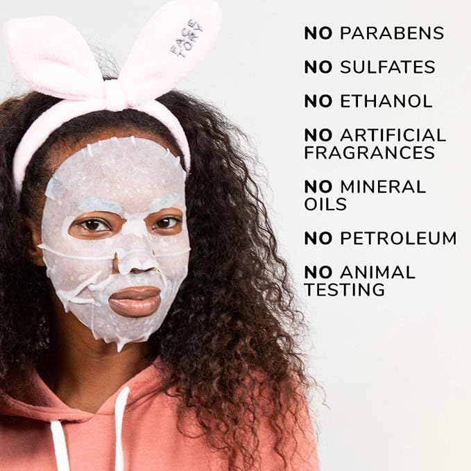 FACETORY K Beauty Face Mask Skin Care - Everyday ACAI Rejuvenating Sheet Mask | Plant-Based with Acai Infusion (10 Pack)