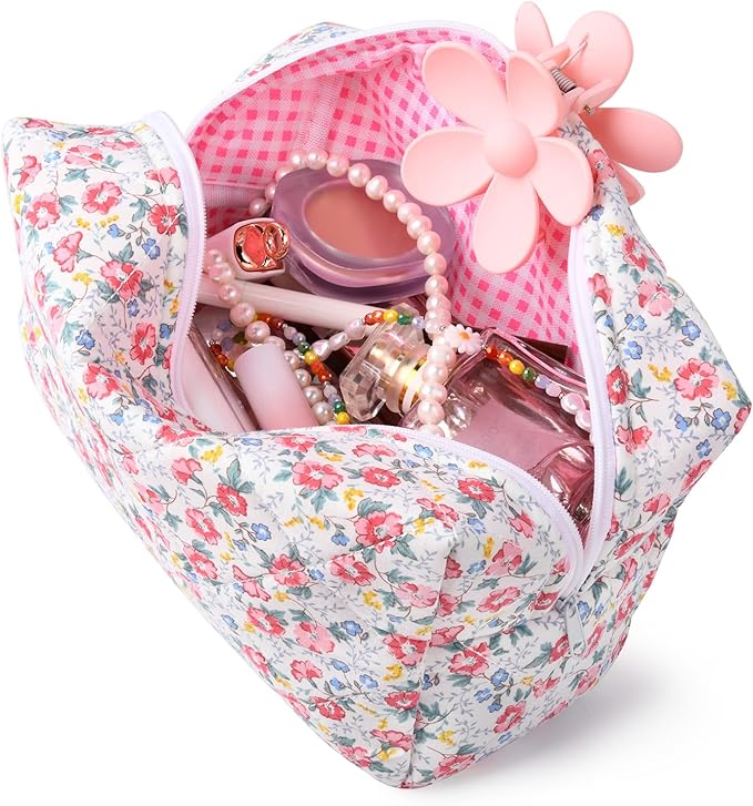 Soidram floral makeup bag quilted