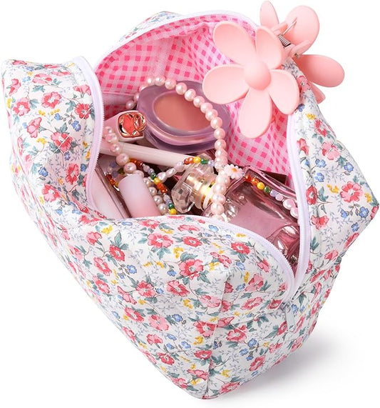 Soidram floral makeup bag quilted