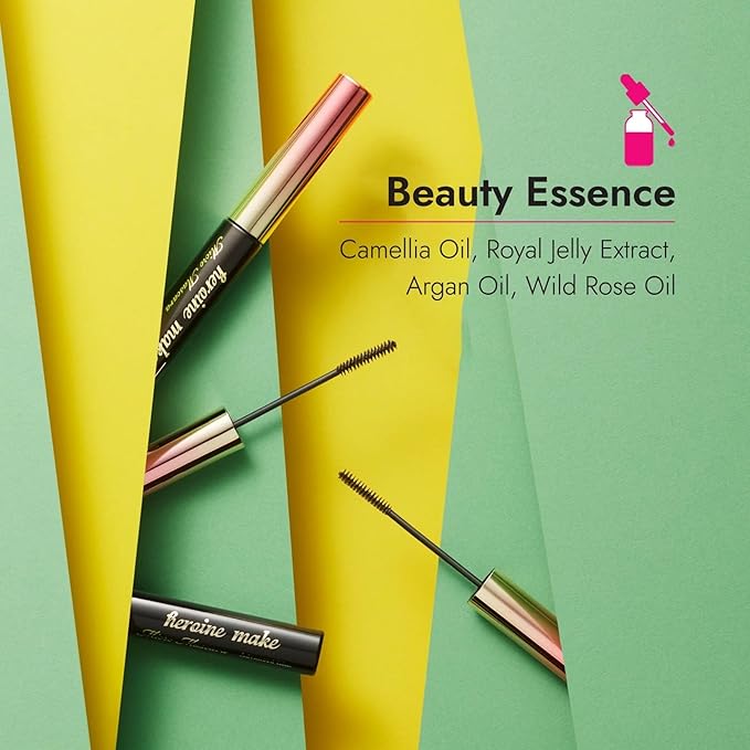 Heroine Make by KissMe Mini Mascara Black, Waterproof Mascara Volume and Length with Ultra-Fine Brush for Precise Application, Hypoallergenic & Long-Lasting, Smudge-Proof Lashes, Made in Japan 1 EA