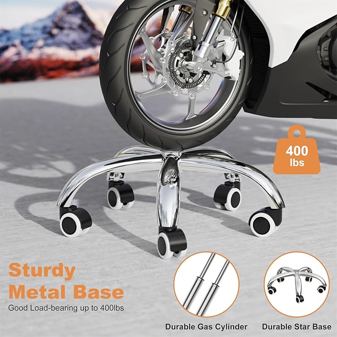 YJHome Rolling Stool, Rolling Stools with Wheels Foot Rest, Backrest Adjustable Height, Heavy Duty 400lbs Weight Capacity, Salon Spa Tattoo Massage Office Swivel Stool Chair (Black)