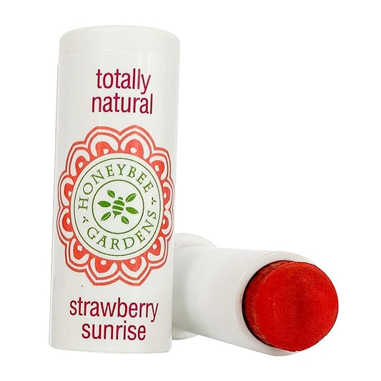 Honeybee Gardens Totally Natural Strawberry Sunrise Tinted Lip Balm, Nourishing Moisture With A Kiss Of Color, Vegan, Gluten-Free
