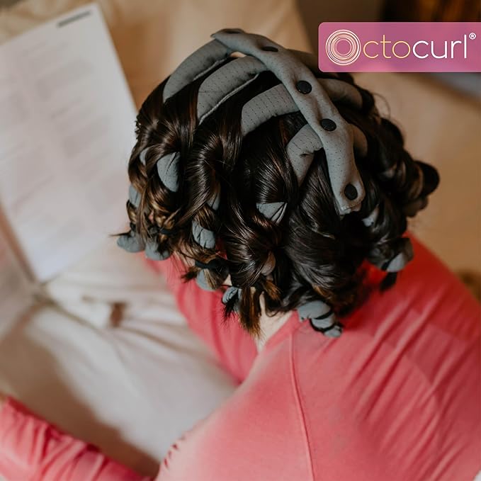 Octocurl Heatless Hair Curler - No Headband Octopus Curler - Overnight Curls for Short Hair (Satin - Black)