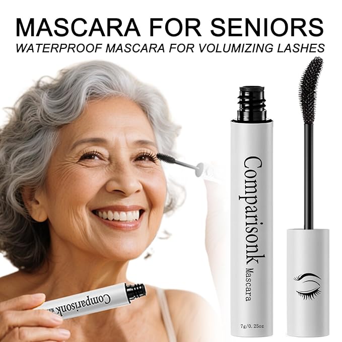 Tubing Mascara for Older Women 60 Plus - Mascara Volume and Length for Sensitive Eyes Waterproof, Sweatproof, 24 Hours Long-Lasting Makeup, No Caking & Smudging, Hypoallergenic (Black)