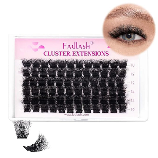 Cluster Lashes D Curl Lash Clusters Wool Curly Wispy Lashes Fluffy Eyelash Clusters Natural Look Thin Band & Soft Individual Lashes Cluster Volume at Home(DM20-D-10-16MIX)