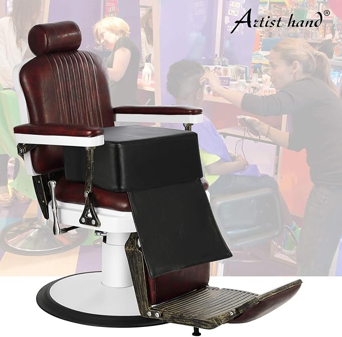 Artist hand Children Leather Cushion Oversize Barber Salon Booster Seat,Spa Equipment Black