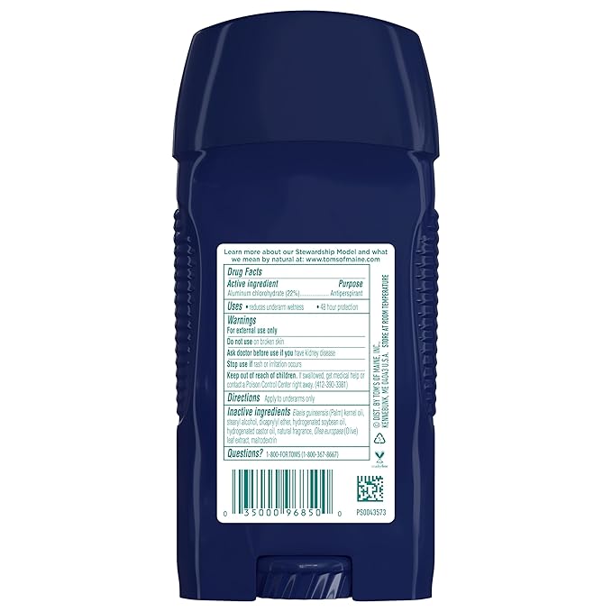 Tom's of Maine Antiperspirant Deodorant for Men, Mountain Spring, 2.8 oz. 3-Pack