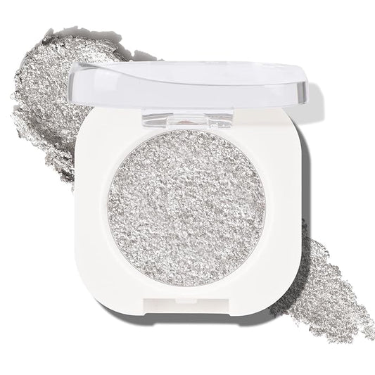 KYDA Single Glitter Eyeshadow, Metallic Silver Eyeshadow, Ultra-fine Lightweight Powder, Sparkling Blendable Formula, Daily Glossy Eyes Makeup, Cold Brew
