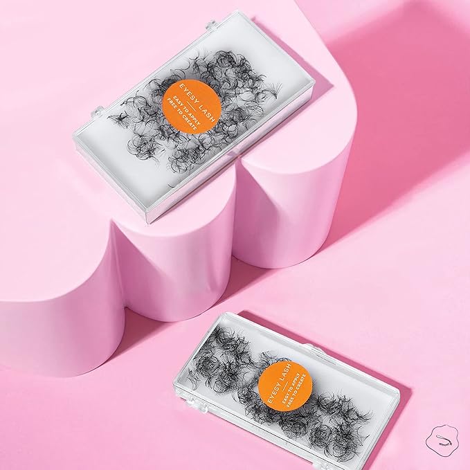 Eyesy Lash 500 Promade Fans - Volume Premade Lash Fans for Eyelash Extensions Pointy Base Handmade Loose Pre Made Eyelashes Middle Stem Soft and Lightweight (14D 0.03 D 17mm)