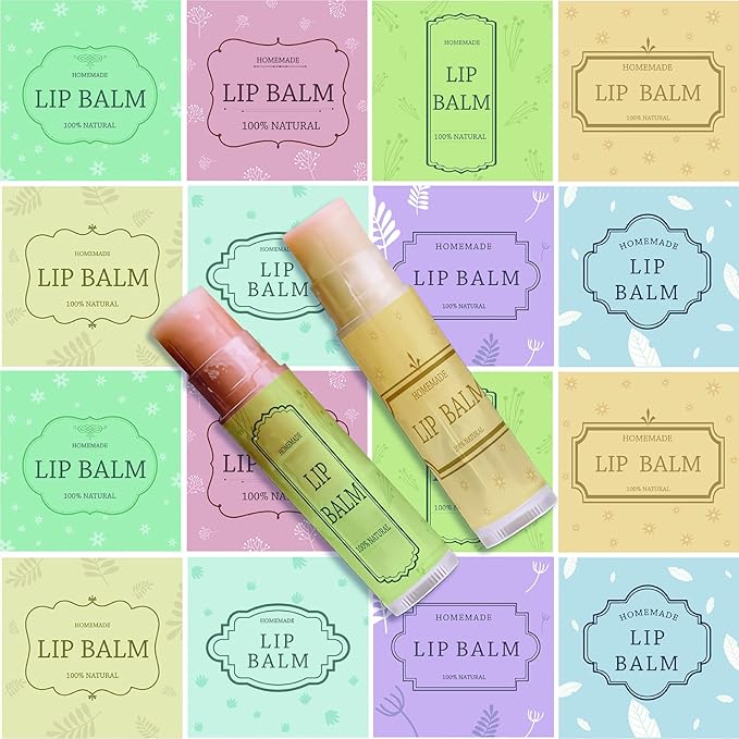 CRASPIRE Lip Balm Labels 80pcs Homemade Style-Color）