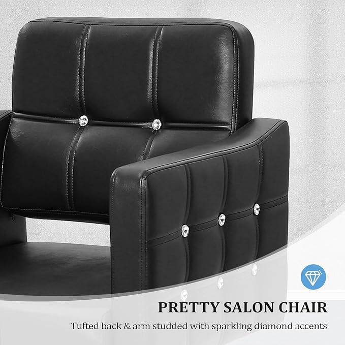 OmySalon Hair Salon Chair Hydraulic Barber Chair for Home Barbershop Black, Braiding Chair for Hair Stylist Heavy Duty, Styling Hairdressing Beauty Spa Equipment