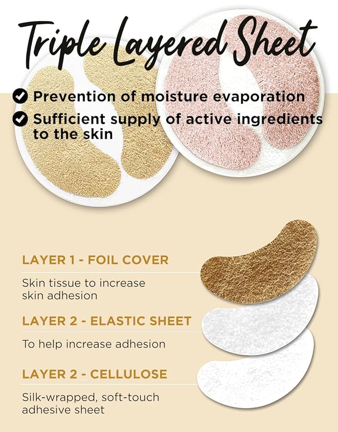 YURICOS Caviar Gold Foil Under Eye Mask Patch for Dark Circles and Puffiness 20 Pairs - Premium Anti-Aging 24k Gold Eye Mask to Diminish Under Eye Wrinkles, Lines