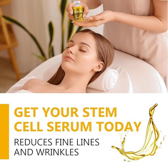 Stem Cell Serum for Face, Advanced Skin Renewal Formula for Wrinkle Reduction, Hydration & Radiance, Professional Ampoule for Daily Use and Microneedling, 1.2 Fl Oz