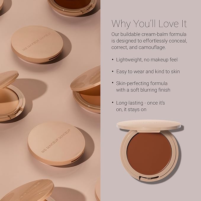 Foundation by No Makeup Makeup | Conceal & Correct with Long-Lasting, Buildable Formula & Lightweight Soft Finish | Cruelty-Free, Vegan, Fragrance-Free | Warm Deep