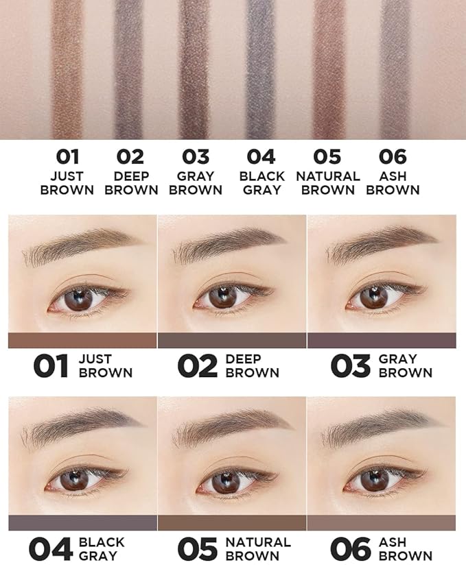THESAEM Artlook Eyebrow Definer Pencil with Spoolie Brush 01 Brown – Long Lasting Eyebrow Makeup for Soft Textured with Vitamin E - Triangular Pencil