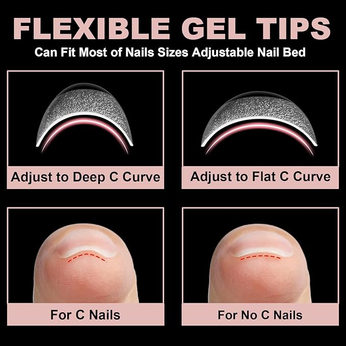 BlueZOO Gel Medium Coffin Etch X Nail Tips, 300Pcs 15 Sizes Acrylic Pre-Shaped Full Cover Clear False Nail Tip, Half Matte Press On Nails for Extension Nail Manicure Home DIY Salon Fake Nails with Box