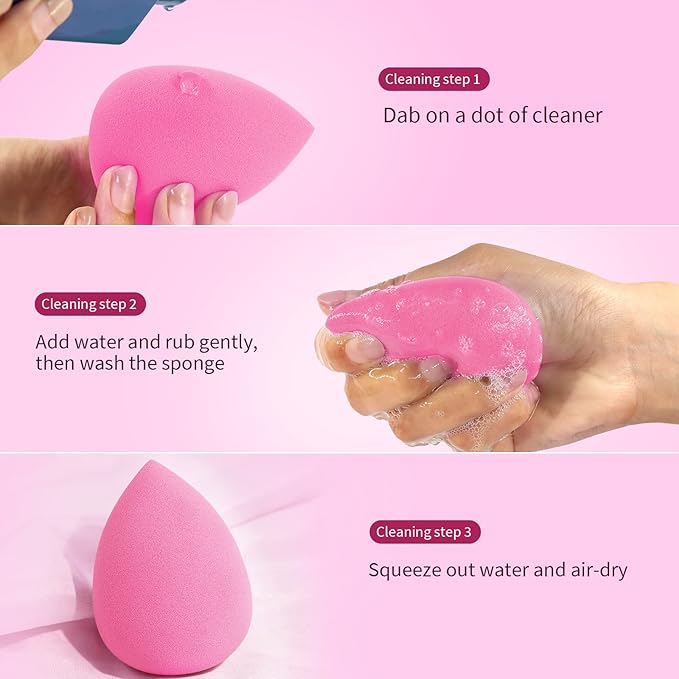 BEAKEY Latex-Free Blender Makeup Sponge for Blending, Pink