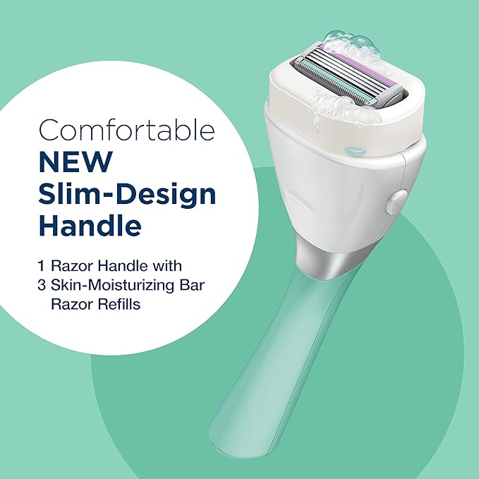 Schick Intuition Sleek Razors for Women with Sensitive Skin | 1 Razor & 3 Intuition Razor Blades Refill with Organic Aloe