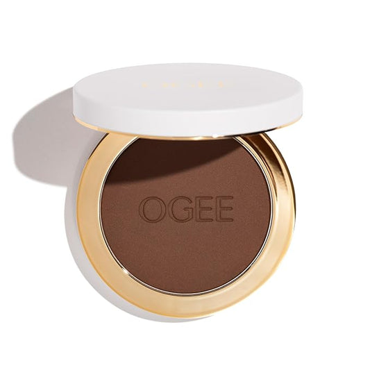 Ogee Sculpted Skin-Perfecting Powder (Basalt - FULL SET (Case & Refill)) Makeup Setting Powder - 70% Organic Ingredients
