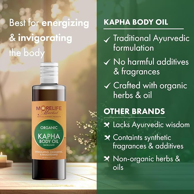 Kapha Body Oil | Premium Ayurvedic Massage Oil with Organic Tulsi, Mint, Clove & Warming Herbs for Circulation & Vitality | Stimulating, Cleansing & Enlightening Ritual – 7 oz Bottle
