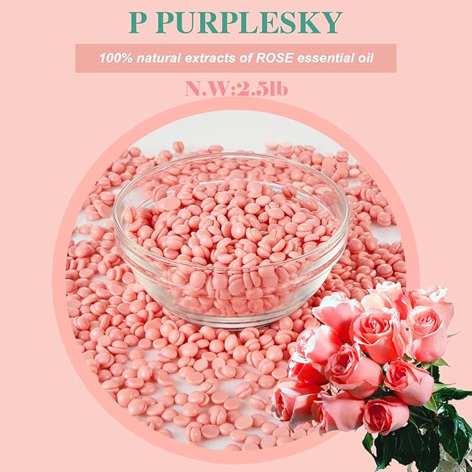 PURPLESKY Wax Beads Bulk - Painless 40oz Summer Hard Wax Beads for Body Bikini Leg Back Underarm Chest Eyebrow Ear Nose Long Lasting Waxing for Women Men