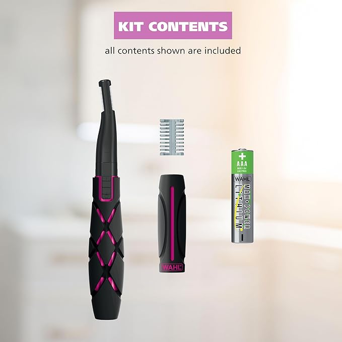 Wahl DualTech® Battery-Powered Hair Trimmer, Face Trimmer for Women Double Sided Detail Trimmer Head, Comfort Grip Body, Facial Hair Remover for Women Model 3026635