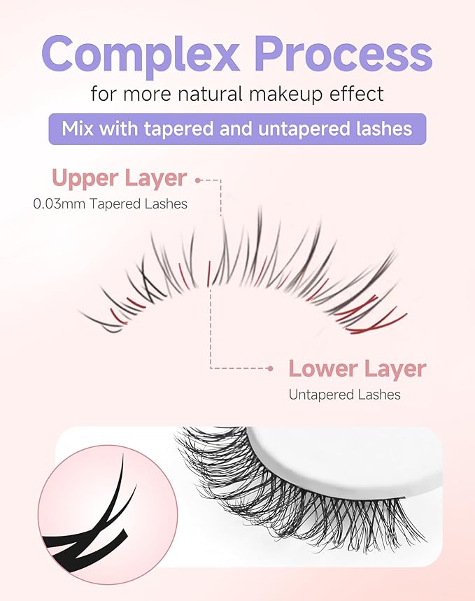 Bright-08 Mink Wispy Lashes - Natural Look, C Curl, Strip Lashes