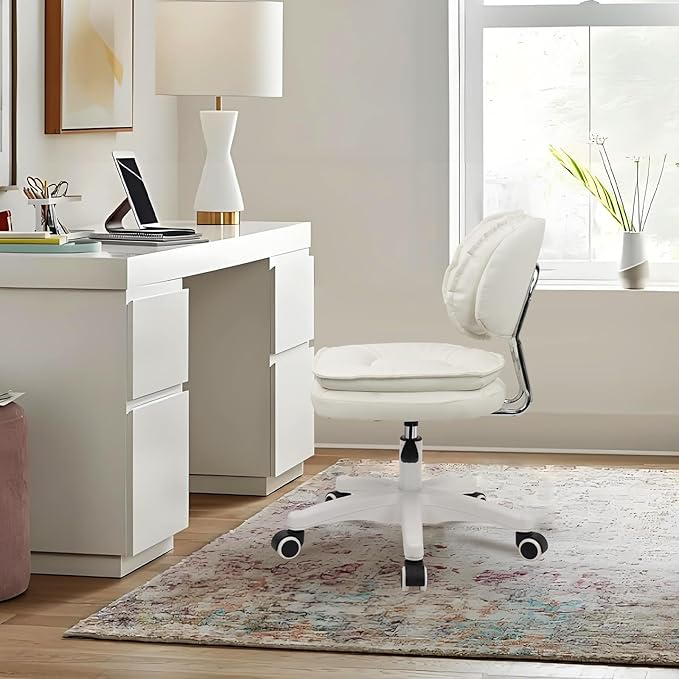 Small Rolling Stool with Backrest - 360° Swivel Rolling Chairs with Wheels,Adjustable Height Armless Vanity Chair, Thickened Seat Cushion Stool Chairs for Spa, Shop, Salon, Massage, Beige, 4 Pack