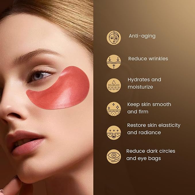 Puffy Eyes Smoothing Under Eye Patches, Caffeine Eye Masks for Wrinkles and Dark Circles, Undereye Bags, Brightening Skincare Treatment for Men & Women, Vegan & USA Tested