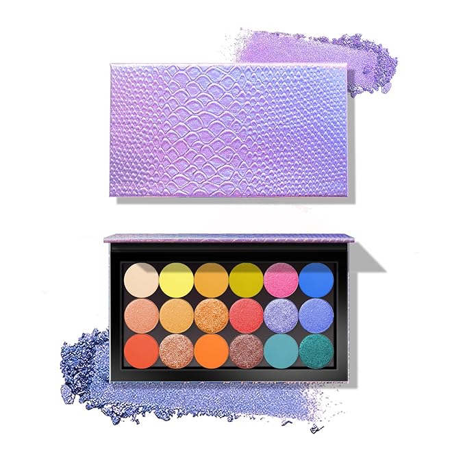 2 Packs Magnetic Makeup Palette Empty with Spatula and Metal Stickers, 18-pan and 9-pan Empty Eyeshadow Palette for Travel, DIY(Fish Scales)