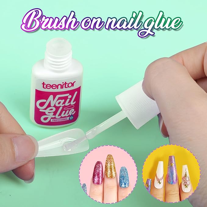 Teenitor Clear Nail Tips Full Cover, Long Stiletto Nails Tips For Acrylic Nails, 600 Pcs Almond Shape Fake Nails Tips With Glue, Acrylic Nail Clipper, Nail Stand Clear Glue On Nails