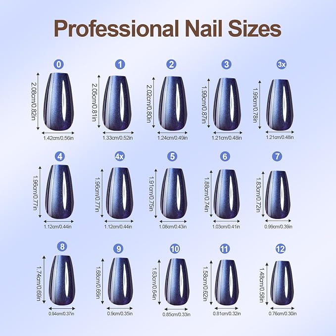 Misssix Cat Eye Press On Nails, 150Pcs Coffin Cat Eye Nail Tips, Glossy Glitter Soft Gel Stick On Nails, Reusable Fake Nails for Nail Art DIY 15 Sizes