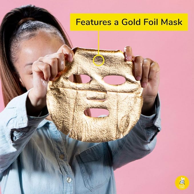 FACETORY K Beauty Face Mask Skin Care - BE BRIGHT BE YOU BRIGHTENING Sheet Mask with Gold Foil & Lemon Fruit | Glowing Gold Brightening Face Mask (1 Pack)