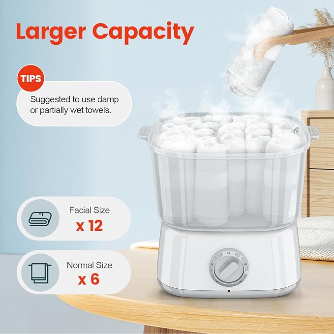 Hot Towel Warmer, Rapid Heating Towel Steamer for Facials can Hold 12 Mini Wet Towels, Portable Mini Towel Warmer for Bathroom,Spa and Salon.