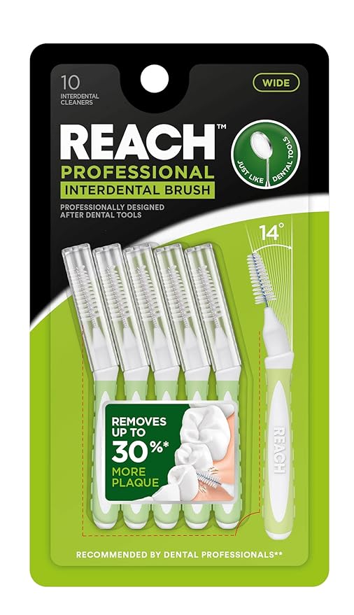 Reach Interdental Brush Cleaners, 1.3mm, Wide, Sensitive Gum Protection, Plaque Remover for Teeth, Braces Flossers, Braces Brush, Dental Toothbrushes, Oral Care, 1 Pack, 10 Count