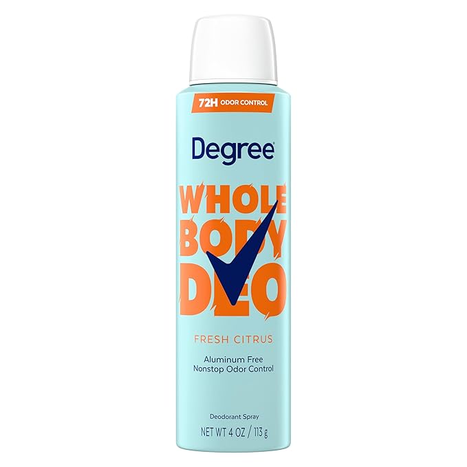 Degree Women Whole Body Deodorant Spray, Fresh Citrus Scent, Aluminum Free 72H Odor Protection 4 oz
