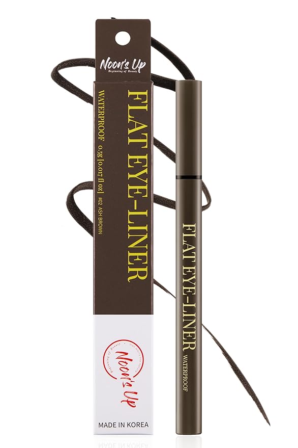 NOON'S UP Flat Eye-Liner - Waterproof Liquid Eyeliner Pen | Ultra-Slim & Bold Ash Brown Eyeliner Liquid | Quick Dry Waterproof Eyeliner Pen | Eye-Defining Brown Liquid Eyeliner 0.018 Fl Oz