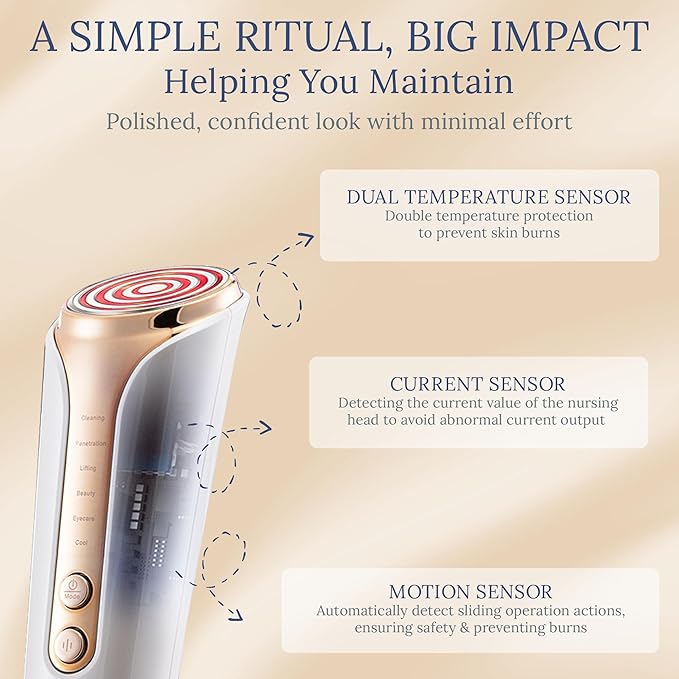 Skin Firming Facial Device, 6-in-1 Beauty Device for Home Use, 5-Level Skin Rejuvenation and Toning Tool for a Radiant Glow