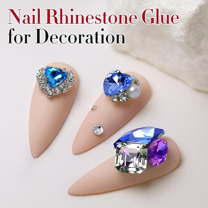 Double Rhythm 0.5 Oz 3D Nail Gel Art Sculpting No Wipe for Designs DIY Nail Art for Drawing, Molding,and Decoration (Clear Rhinestone Glue)