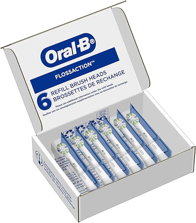 Oral-B Floss Action Replacement Brush Heads for an Oral-B Electric Toothbrush, Pack of 6