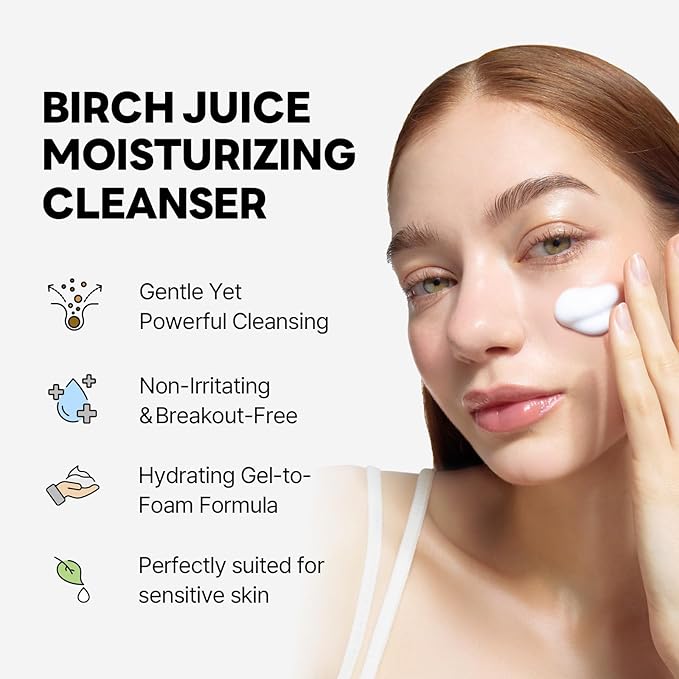 ROUND LAB Birch Juice Moisturizing Glow Eye Balm Stick + Birch Juice Moisturizing Cleanser, Hydrating Multi Balm, soothing, Low pH, Gel Type Cleanser, Korean Skincare