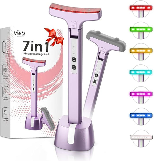 Red Light Therapy for Face, Eyes and Neck, Red Light Therapy Wand, 7 Color Led Light Therapy for Face, Red Light Therapy at Home for Face Lift, Firm, Smooth, Skin Care Massage Tools